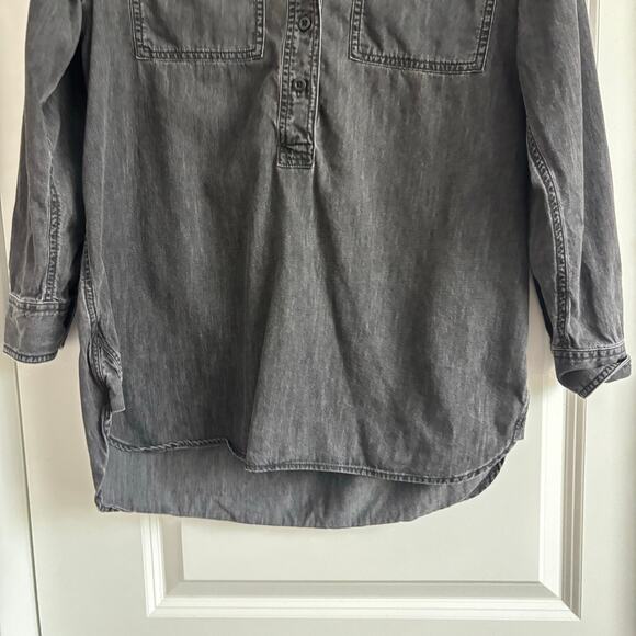 Madewell Women’s Denim Popover Top Sz M Black Wash Essential Closet Staple - Picture 8 of 11